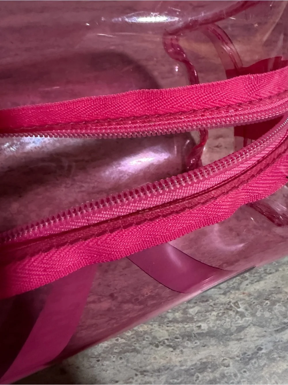 Victoria's Secret Hot Pink Clear Travel Pouch with Logo